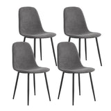 Modern Medieval Style Cushioned Side Chairs Set With Black Metal Legs For Kitchens