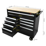 9 Drawer Multifunctional Steel Tool Cart With Wheels And Wooden Top
