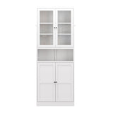 Metal Kitchen Pantry Cabinet Tall Storage With Adjustable Shelves, Heavy Duty Stainless Steel Frame - White