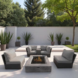 Contemporary Patio Seating Set With Fire Pit