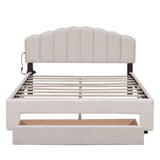 Upholstered Platform Bed With Drawer