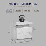 Nightstand LED, Bedside Table Cabinet With 2 Drawers For Bedroom