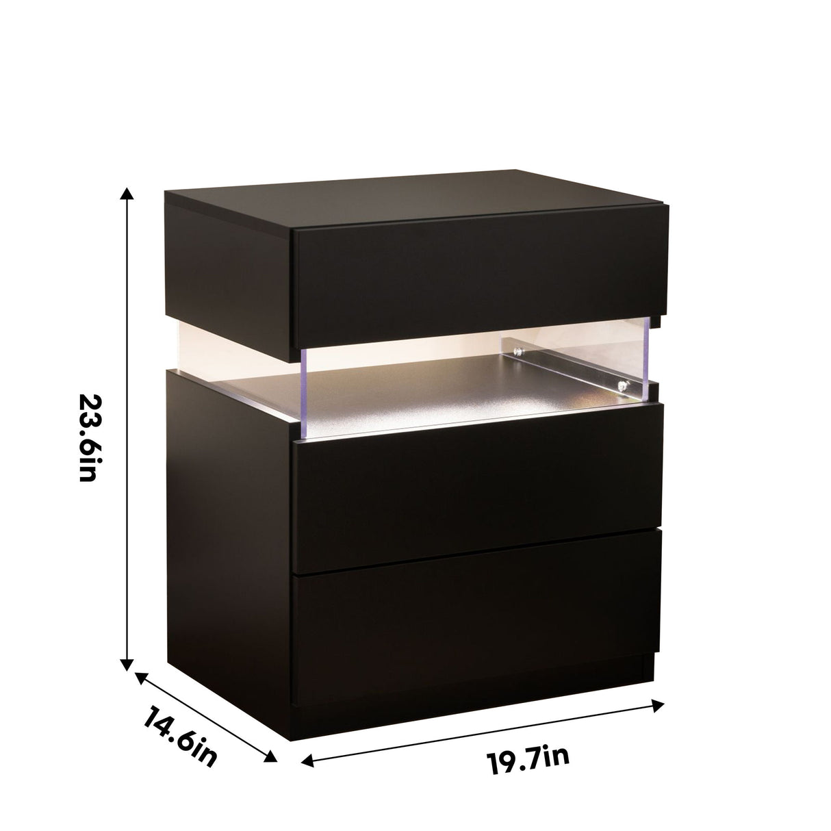 LED Nightstands, 3 Drawer For Bedroom