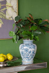 Rectangular Console Table With Elegant Floral Design And Mirrored - Silver Multi