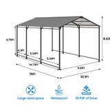 Metal Carport 10 5Ft Heavy Duty With Galvanized Steel Roof Metal Garage Canopy With Galvanized Steel Roof & Frame Car Tent Outdoor Storage Shed - Gray