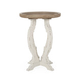 French Country Style Accent Table With Hourglass Design