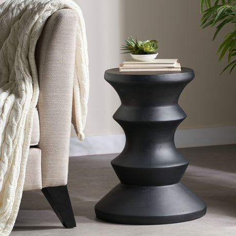 Side Table Modern Concrete Accent Piece - Black