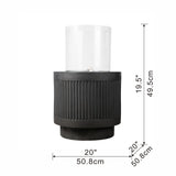 Heavy Cement Round Ribbed Outdoor Water Fountain With Light - Black White