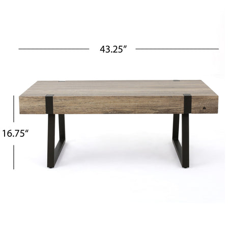 Abitha - Coffee Table With Industrial Powder Coated Metal Legs