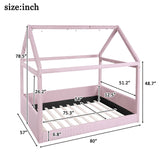 Upholstered House Style Daybed With LED Light Strips