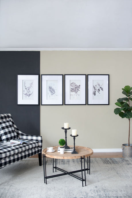 Botanical Wall Art Prints, Home Decor For Living Room Dining Room, Bedroom, Hallway (Set of 4) - White / Black