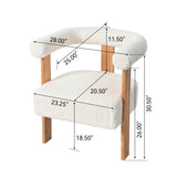 Mid-Century Modern Barrel Accent Chair, Upholstered Kitchen & Dining Room Chairs With Arms, Teddy Velvet Boucle Accent Chairs Side Chairs For Kitchen Living Room Bedroom - White