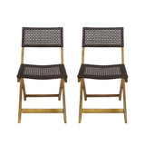 Bistro Foldable Chair With Wicker Backrest