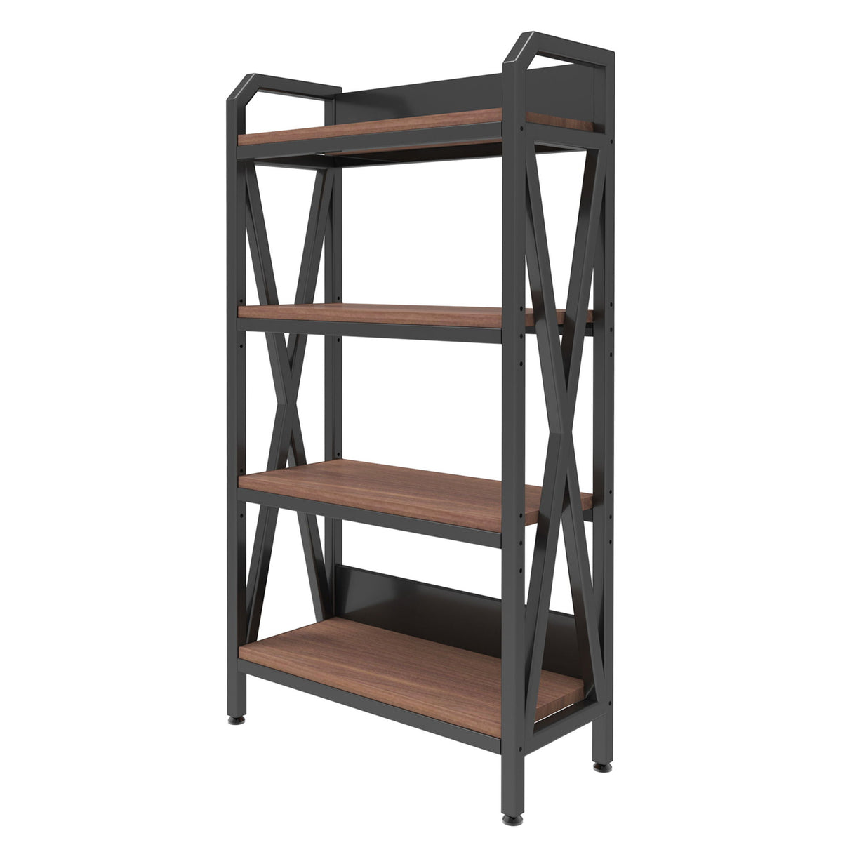 Bakers Rack Storage Shelves 4 Level Mental And Wooden Kitchen Shelves, Kitchen Organizers And Storage, For Garage, Pantry, Bathroom, Closet - Black / Black Brown