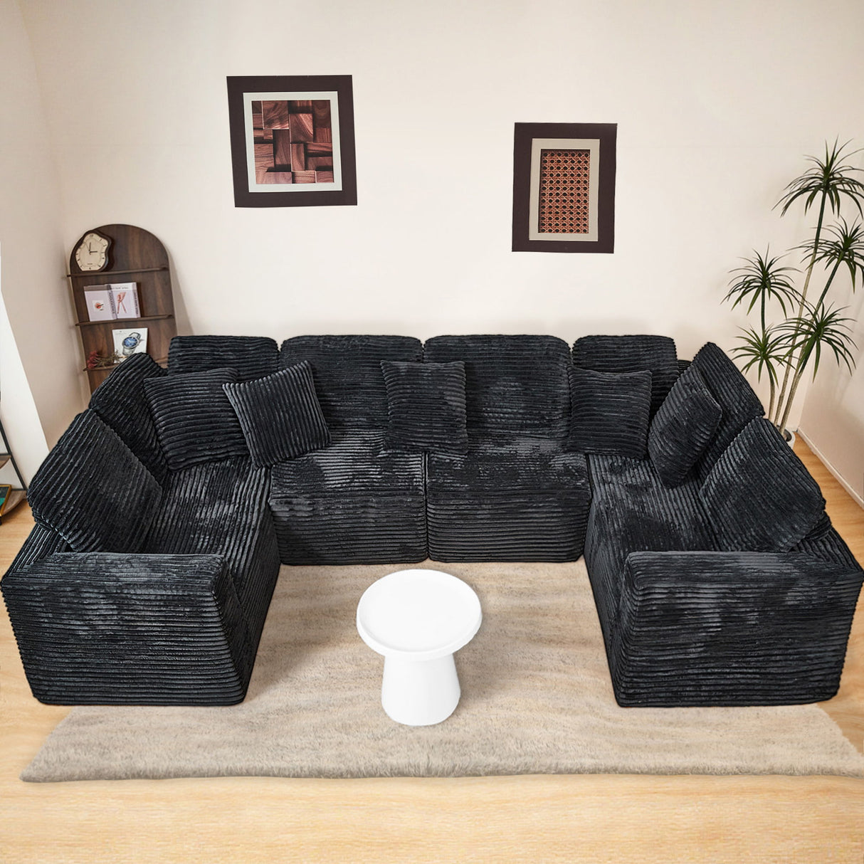 Modular U Shaped Sectional Sofa With Reversible Design