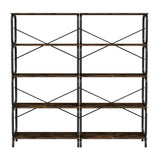 5 Tier Industrial Bookshelf, Tall Bookcase With Open Design, Vintage Storage Organizer