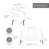 Open Back Loveseat Settee With 3 Pillows