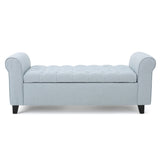 Hayes - Contemporary Armed Storage Bench With Rolled Arms And Button Tufting