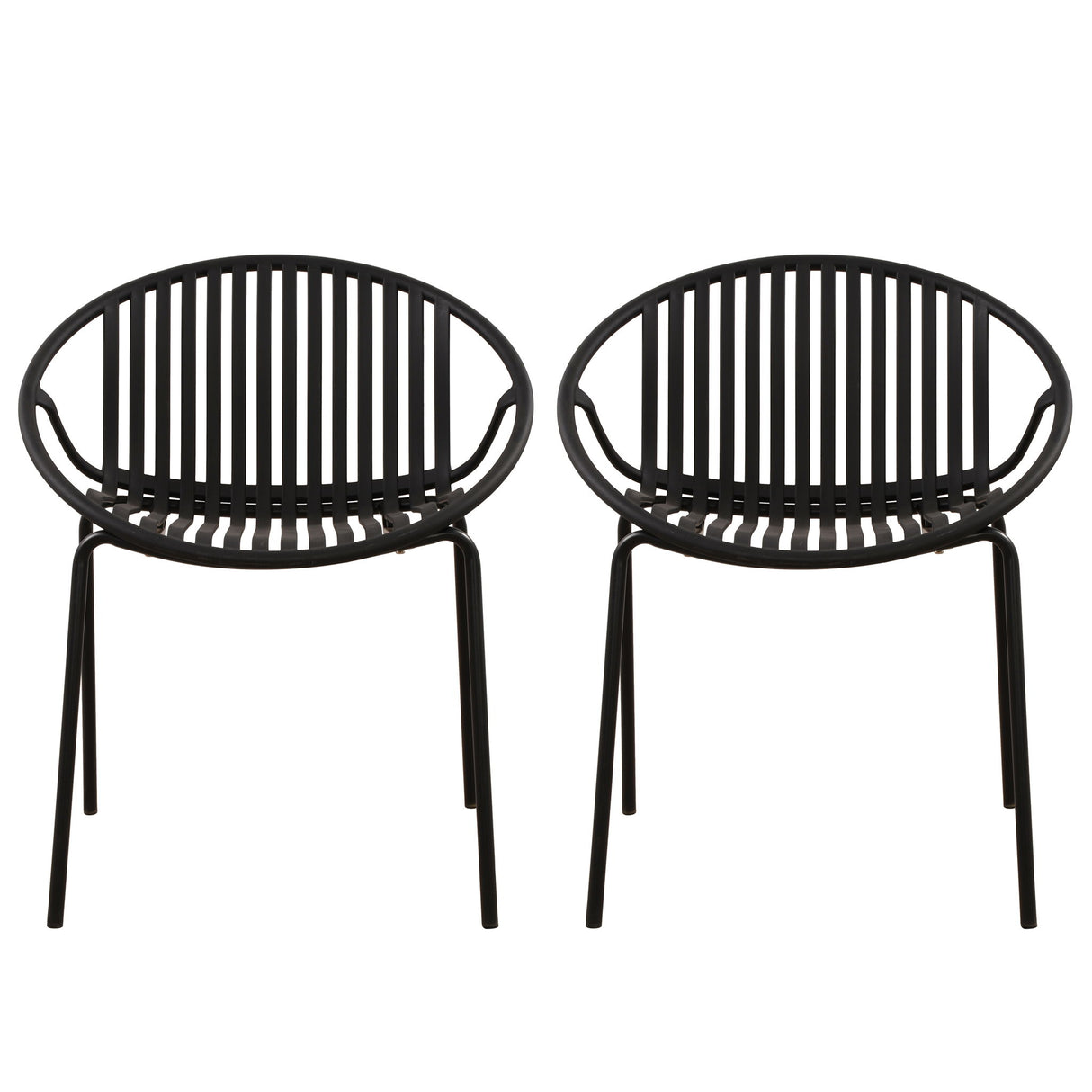 Stackable Outdoor Chairs With Breathable Plastic Backrest (Set of 2)