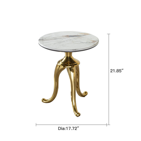 Modern Small Coffee Table With Microcrystalline Stone Top And Carbon Steel Legs - Gold