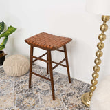 Maya - Genuine Leather Stool - Rustic / Tan