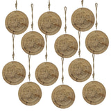 Wooden Hanging Circle With Snowflake Cut Decorative Hanging Christmas Tree Ornaments For Holiday Party Decorations (Set of 12) - Multi