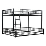 Bunk Bed Frame With Ladder And Safety Guardrails