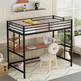 Twin Loft Bed With Desk And Shelve - Black