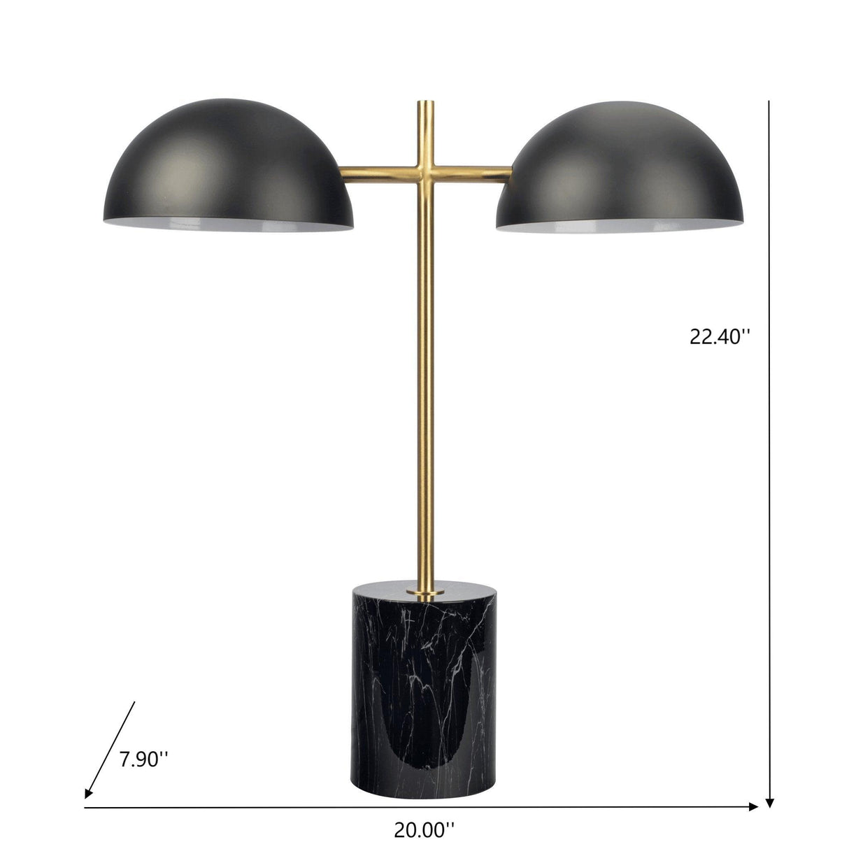 Nova - Hydro Table Lamp With On / Off Switch Double Lamp - Black / Gold / Marble
