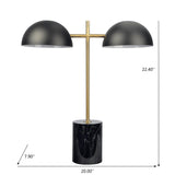 Nova - Hydro Table Lamp With On / Off Switch Double Lamp - Black / Gold / Marble