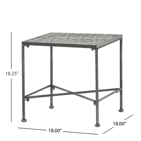 Outdoor Square Side Table With X Shaped Iron Frame - Black
