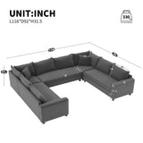 Modular Sectional Reversible U Shaped Couch Set, Free Combination Minimalist Style, Oversized 8 Seat Convertible Sofa