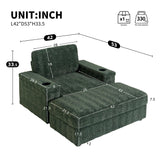 Oversized Chaise Lounge Indoor Rabbit Fur Sofa Bed With Storage Ottoman And Armrests Cup Holders With Deep Seat