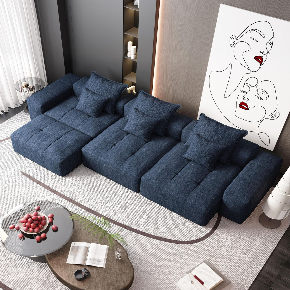 Modern Oversized Diy Combination Modular Sectional Sofa With Pillows