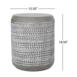 Outdoor Side Table With Cylindrical Shape - White
