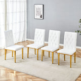 Vintage Style Armless Dining Chairs Set With Grid And Buckle Design
