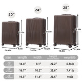 20" / 24" / 28" 3 Pieces / Set Spinner Wheel Luggage, Carry On Suitcase, Matching Color, TSA Combination Lock