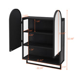 Double Arched Mirror Wall Cabinet With 2 Doors, Featuring Adjustable Shelves And Towel Rack