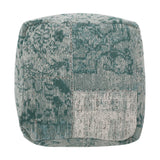 Ocean - Square Pouf Ottoman And Floor Cushion - Teal / Beige