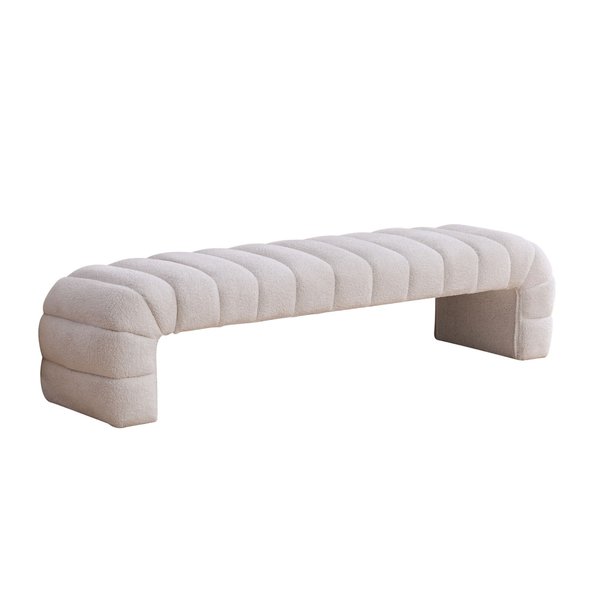Modern Upholstered Armless Bed Bench With Channel Tufted Design