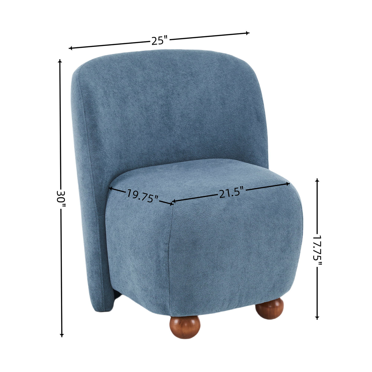 Modern Low Back Accent Upholstered Armless Living Room Chairs, Round Feet
