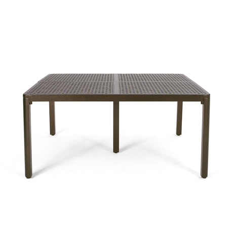 Outdoor Modern Aluminum Dining Table With Woven Accents