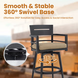 Outdoor Swivel Bar Chairs, 360 Degree Rotation, Ergonomic Backrest (Set of 2)