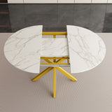 Round Dining Table With Extendable Blades, X Base