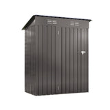 5 X 3 Ft Durable Metal Shed Outdoor Storage Shed With Pitched Roof And Lockable Door - Gray