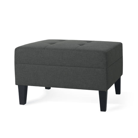 Ottoman With Birch Wood Legs And Cushioned Top For Comfort