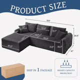 Modular Corduroy Sectional With Arched Armrests, Includes 3 Back Cushions & 2 Throw Pillows
