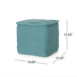 Hansolo - Yarn Square Pouf Ottoman Or Floor Cushion - Teal