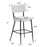 Modern Teddy Fabric Upholstered Bar Stools - Black Legs