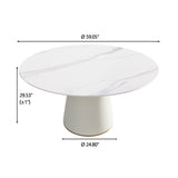 Modern Artificial Stone Round Plywood Base Dining Table, Can Accommodate 8 People, (Not Including Chairs) - White / Beige
